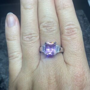 Pink Tri Stone Fashion Ring (Size 8)